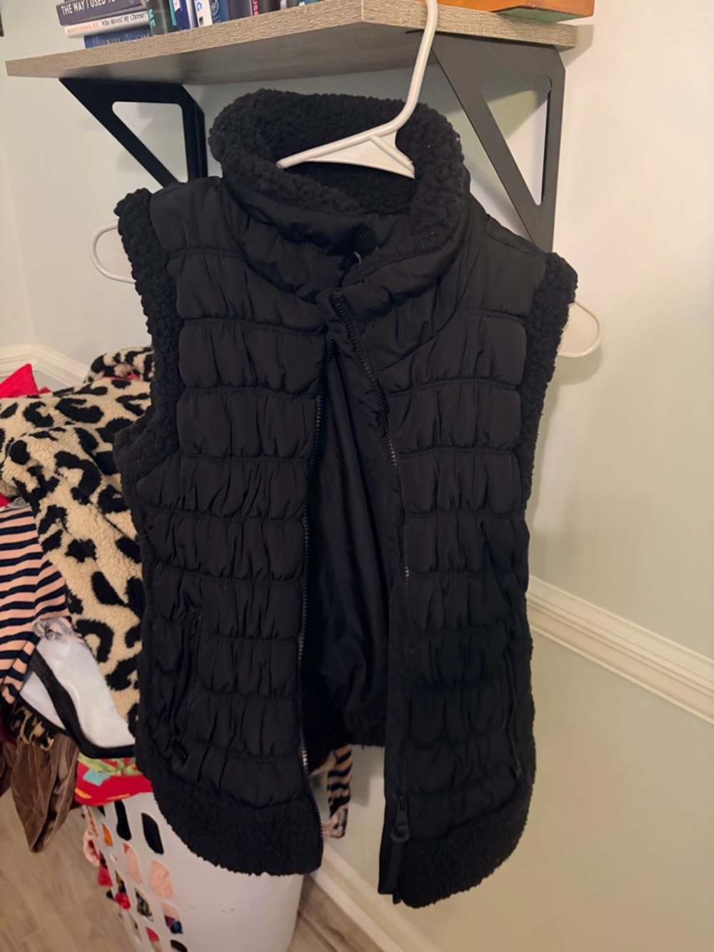 Calvin Klein Black Quilted Sherpa-Trim Vest